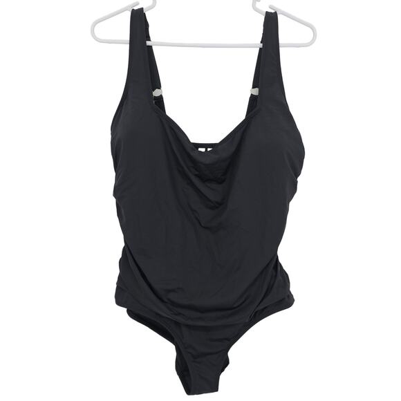 Anne Cole Womans size 16 Live in Color Square Neck One-Piece Swimsuit Black NEW - Picture 1 of 8
